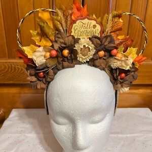 Fall Floral Headband with Leaves and Flowers